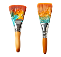 AI generated Paint Brush Collection with Colorful Stains png