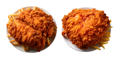 AI generated Crunchy Fried Chicken Delight with French Fries on Plate png