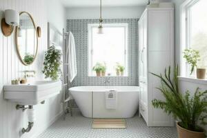 AI generated Scandinavian Style Bathroom. Pro Photo