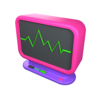 3d icono cuidado de la salud y médico. ekg máquina png