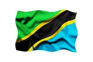 Waving the flag of Tanzania isolated on transparent, 3d rendering. Clipping path included png