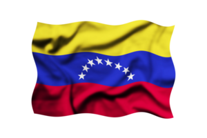 acenando bandeira do Venezuela isolado em transparente, 3d Renderização. recorte caminho incluído png