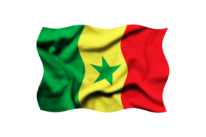 ondulación bandera de Senegal aislado en transparente, 3d representación. recorte camino incluido png