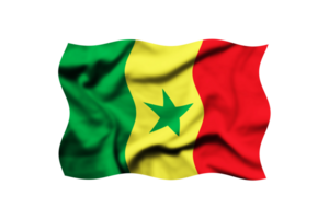 Waving flag of Senegal isolated on transparent, 3d rendering. Clipping path included png