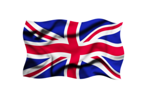 Waving the flag of the United Kingdom on a transparent background. 3d rendering. Clipping path included png