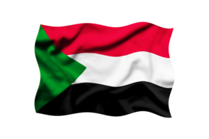 The flag of Sudan waving in the wind on a transparent background isolated. Clipping path included png