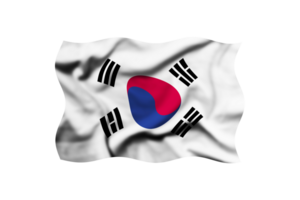 Waving the flag of South Korea isolated on transparent, 3d rendering, Clipping path included png