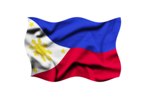 Waving the flag of the Philippines isolated on a transparent background,  With clipping path included, png