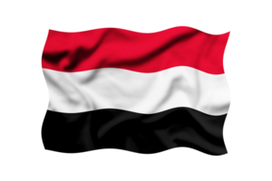 The flag of Yemen is waving on a transparent background, isolated. 3d rendering. Clipping path included png