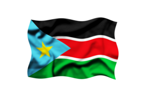 The flag of South Sudan waving on a transparent background. 3d rendering. Clipping path included png