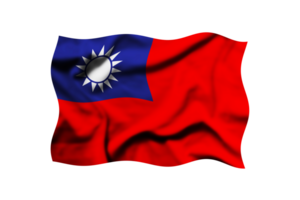 Waving flag of Taiwan isolated on transparent, 3d rendering. Clipping path included png