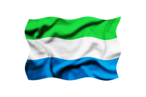 Sierra Leone waving flag isolated in transparent background, blowing in the wind. Clipping path included png