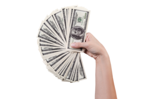 Fan of money in a hand isolated png transparent background