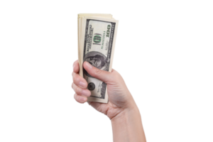 Stack of money in a hand isolated on transparent background png