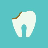 cuidando para dientes, roto dientes y caries con turquesa color antecedentes plano diseño vector ilustración