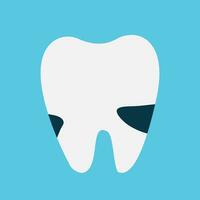 Tooth with caries near the gums. Flat style, vector