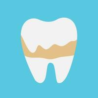 A tooth with plaque on a blue background. Vector, flat style vector