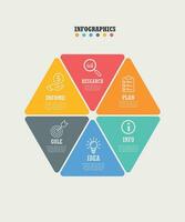 Triangle for infographics with 6 steps, sections. vector