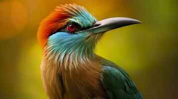 AI generated Turquoise Browed Motmot in vibrant colors. Generative AI photo