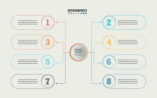 negocio infografía. presentación con 8 secciones, número opciones vector elemento.