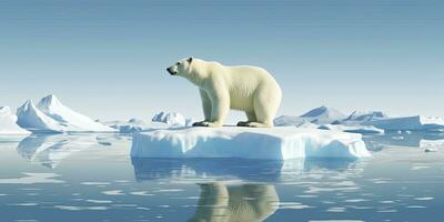 AI generated Polar bear on ice floe. Melting iceberg and global warming. AI Generated photo