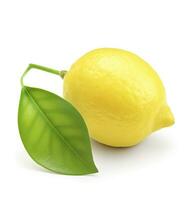 AI generated Lemon with leaf isolated on white background. AI Generated photo