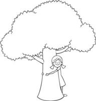 Tree Hugger Line Art vector