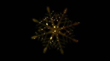 Golden iridescent flickering snowflake Christmas video animation