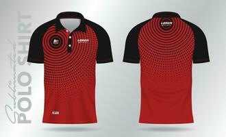 abstract red and black polo shirt mockup template design for sport uniform vector