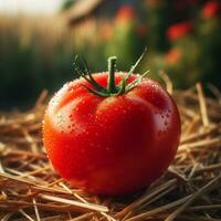 AI generated Red tomato, slice tomato photo