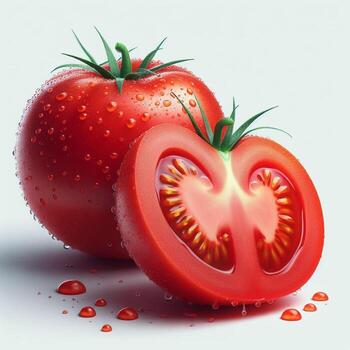AI generated Red tomato, slice tomato photo