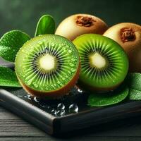 AI generated Ripe kiwi, slice kiwi fruit photo