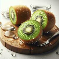 AI generated Ripe kiwi, slice kiwi fruit photo