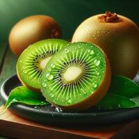 AI generated Ripe kiwi, slice kiwi fruit photo