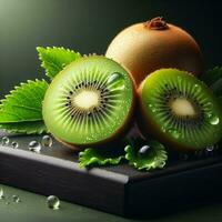 AI generated Ripe kiwi, slice kiwi fruit photo