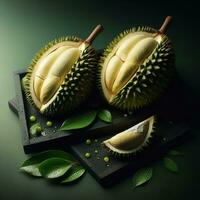 AI generated Durian fruit,slice ripe durian fruit photo