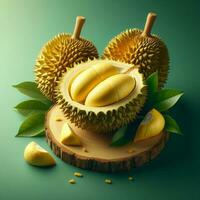 ai generado Durian fruta, rebanada maduro Durian Fruta foto