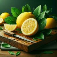 AI generated Lemon with drops photo