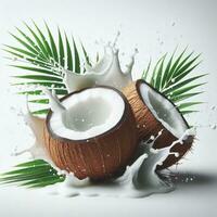 AI generated Coconut with drops photo