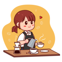 Cute Cartoon Character Woman Barista png