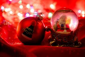 Decorative Christmas background with hanging bauble photo