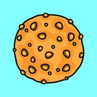 Oatmeal cookies. Vector hand drawn cartoon kawaii character illustration icon. Isolated on blue background. Oatmeal cookies character concept