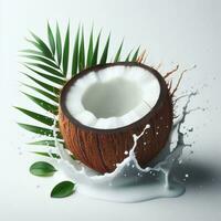 AI generated Coconut with splash photo