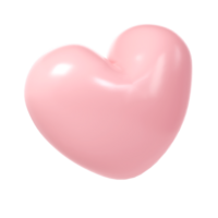 3d rosa glansig kärlek hjärta transparent. lämplig för valentine dag, mor dag, kvinnor dag, bröllop, klistermärke, hälsning kort. februari 14:e png