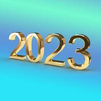 2023 dorado negrita 3d representación, nuevo año conceptos para calendario y diseño. foto
