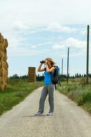 Enjoying nature with binoculars photo