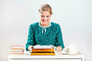 Portrait of  retro businesswoman working photo