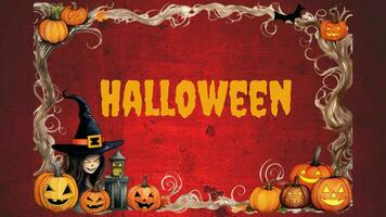 AI generated Halloween vector background design. Happy halloween trick or treat text with pumpkins element for spooky yard party celebration. Vector illustration. photo