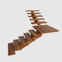 Wooden Stair In White Background photo