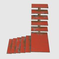 Red Rusted Stair Isolated In White Background Top View photo